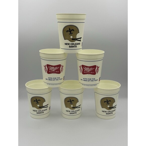 1981 Saints Miller High Life NFL Man of the Year Cups Set of 6 New Old Stock - Picture 10 of 11